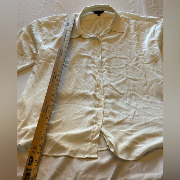Banana Republic Ivory Button Down Tunic Shirt XL Lightweight Casual Blouse - Picture 5 of 9